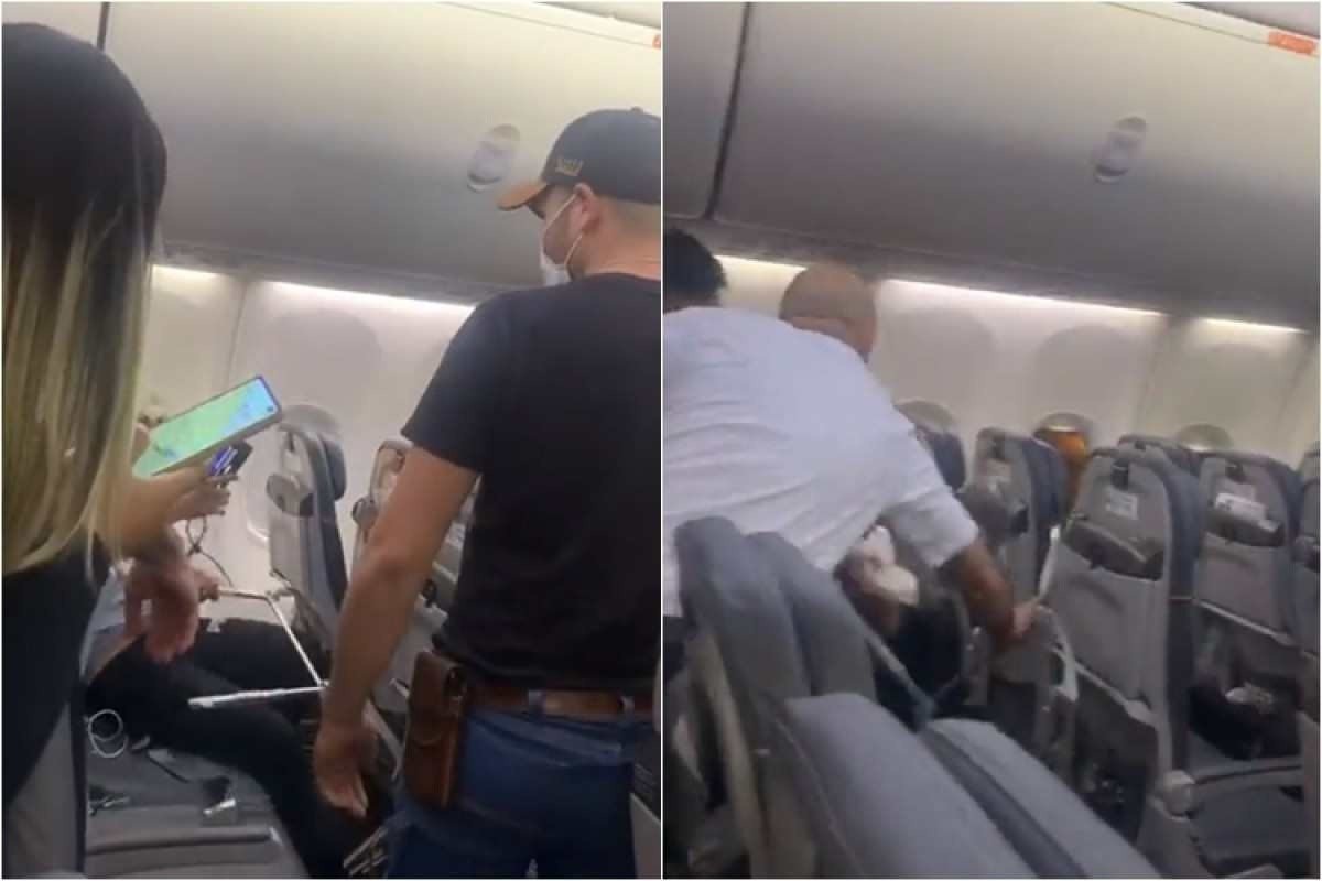 Vídeo: Passageiro quebra poltronas em voo e é contido por tripulantes
