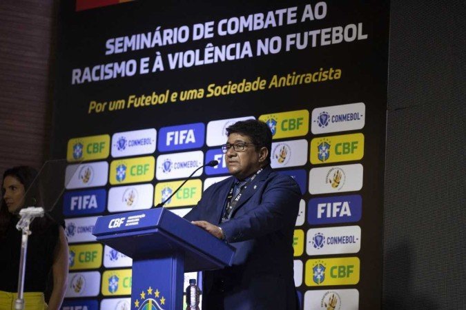 Em agosto, Ednaldo Rodrigues, chefe da CBF, debateu o racismo -  (crédito:  Lucas Figueiredo/CBF)