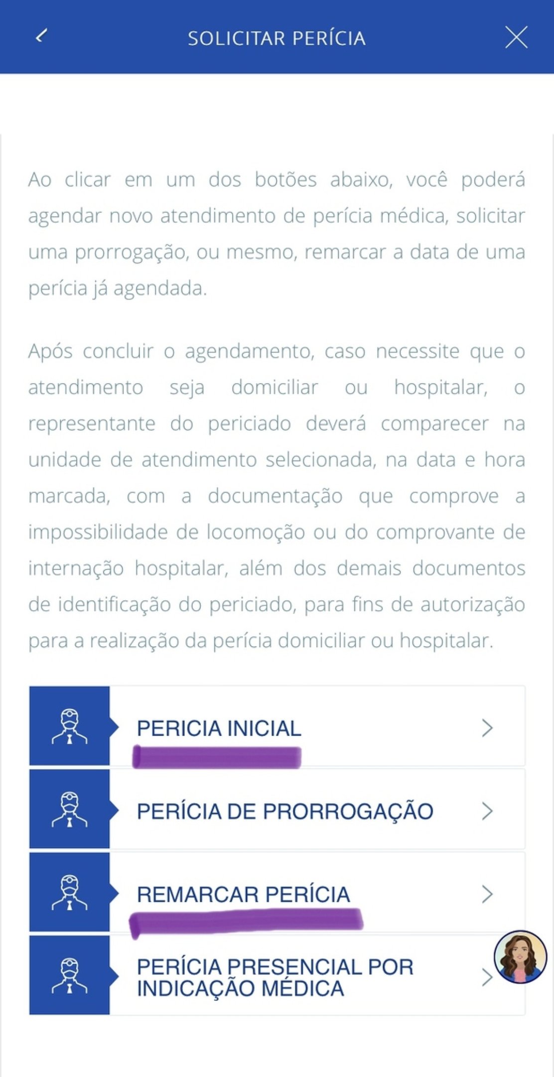 "Solicitar Perícia".