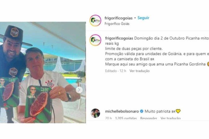 No dia da eleição, frigorífico de Goiânia anuncia 'picanha mito' a R$ 22 e gera tumulto.  -  (crédito: Reprodução/Instagram)