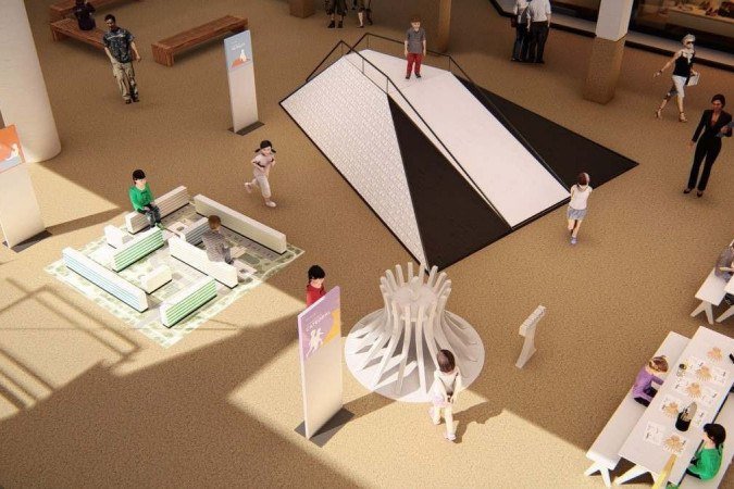 Fotos da maquete da exposição Brasília para gigantes