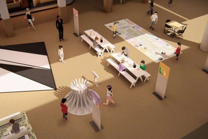 Fotos da maquete da exposição Brasília para gigantes, em cartaz no Casa Park