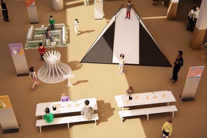 Fotos da maquete da exposição Brasília para gigantes, em cartaz no Casa Park