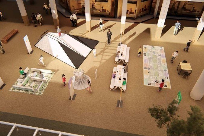 Fotos da maquete da exposição Brasília para gigantes, em cartaz no Casa Park