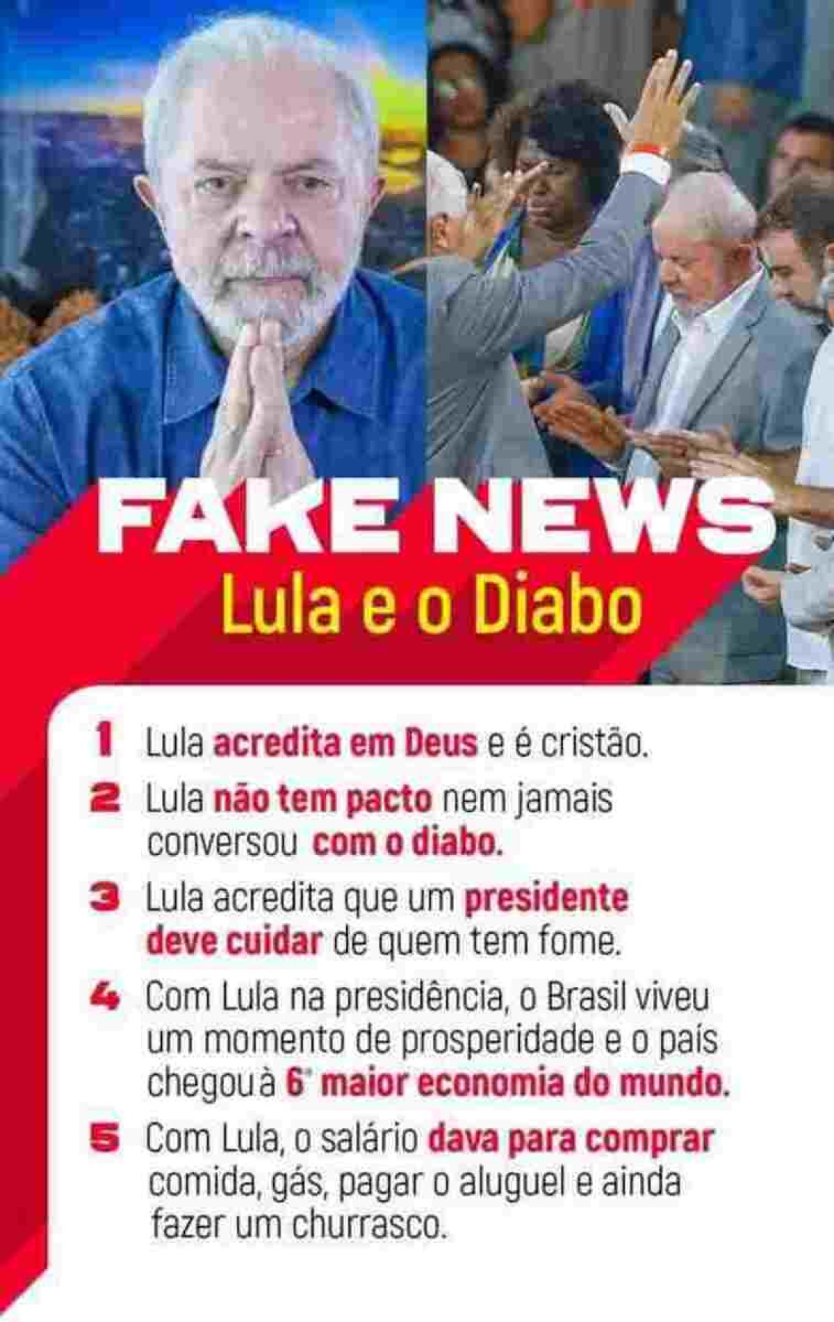 Campanha de Lula desmentiu ligação do candidato com o satanismo