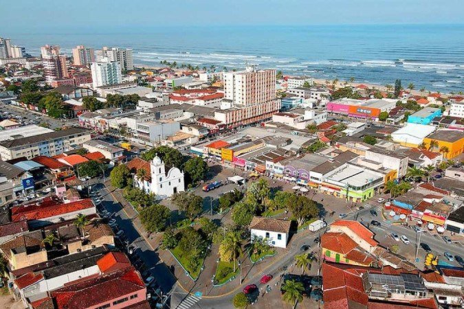 Centro de Itanhaém - (crédito: Reprodução/Prefeitura de Itanhaém - Fotos de Drone ) Centro de Itanhaém - (crédito: Reprodução/Prefeitura de Itanhaém - Fotos de Drone )