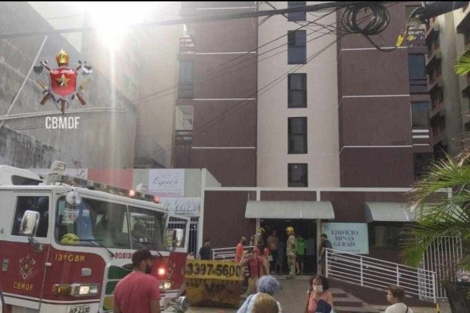 Fachada do prédio atingido pelo incêndio - (crédito: Divulgação: CBMDF) Fachada do prédio atingido pelo incêndio - (crédito: Divulgação: CBMDF)
