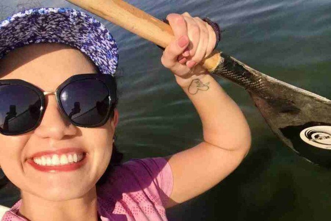 Camila durante a aula 