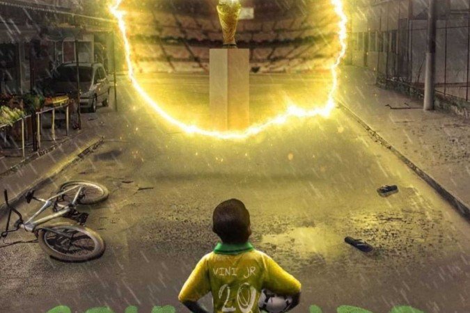 O atacante do Real Madrid, Vini Jr., publicou uma ilustração dele ainda garoto sonhando com a taça dos campeões. Na legenda, o jogador escreveu: 