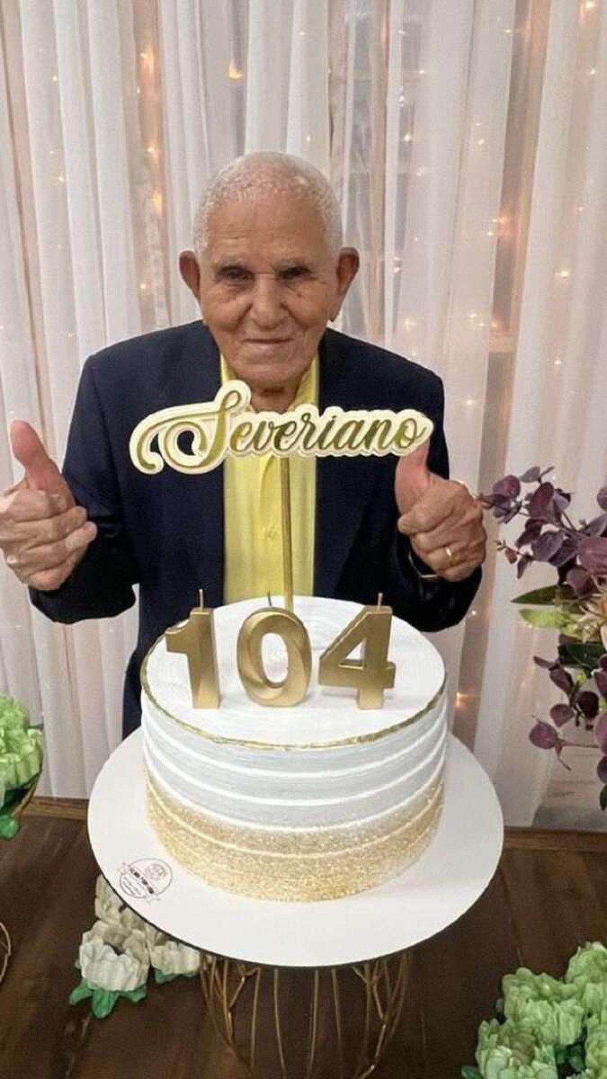 Seu Severiano Vieira comemorou seus 104 anos, na última semana: vitalidade e saúde de ferro