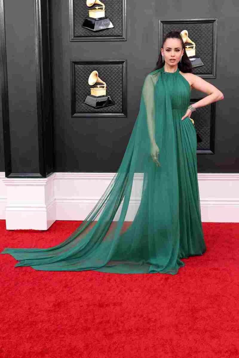 LAS VEGAS, NEVADA - APRIL 03: Sofia Carson attends the 64th Annual GRAMMY Awards at MGM Grand Garden Arena on April 03, 2022 in Las Vegas, Nevada. Amy Sussman/Getty Images/AFP== FOR NEWSPAPERS, INTERNET, TELCOS &TELEVISION USE ONLY == Caption LAS VEGAS, NEVADA - APRIL 03: Sofia Carson attends the 64th Annual GRAMMY Awards at MGM Grand Garden Arena on April 03, 2022 in Las Vegas, Nevada. Amy Sussman/Getty Images/AFP== FOR NEWSPAPERS, INTERNET, TELCOS &TELEVISION USE ONLY == Caption