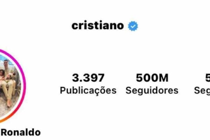 Cristiano Ronaldo alcança meio bilhão de seguidores no Instagram

