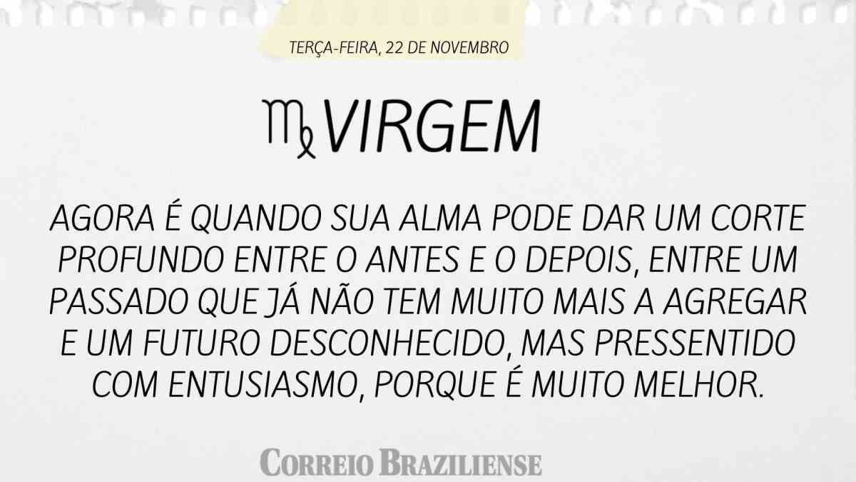 VIRGEM | TERÇA-FEIRA, 22 DE NOVEMBRO