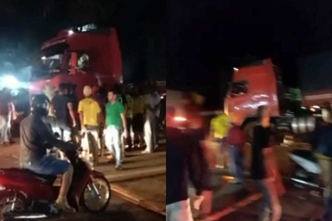 O caminhoneiro foi detido pela Polícia Militar no bairro vizinho. Antes do atropelamento, ele foi ameaçado por bolsonaristas que fechavam uma rodovia - (crédito: Reprodução/Redes Sociais ) O caminhoneiro foi detido pela Polícia Militar no bairro vizinho. Antes do atropelamento, ele foi ameaçado por bolsonaristas que fechavam uma rodovia - (crédito: Reprodução/Redes Sociais )