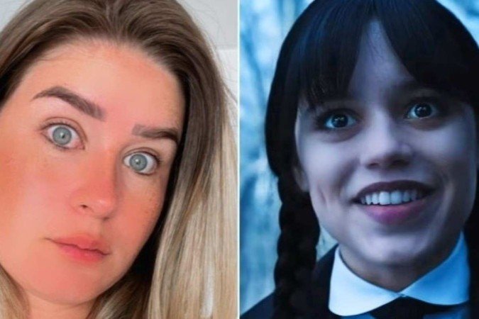 Débora Peixoto está sendo chamada de 'Wandinha do TikTok'
- (crédito: Reprodução) Débora Peixoto está sendo chamada de 'Wandinha do TikTok'
- (crédito: Reprodução)