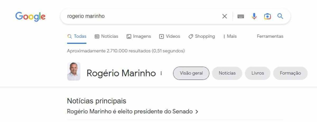 Google diz que Rogério Marinho está eleito presidente do Senado
