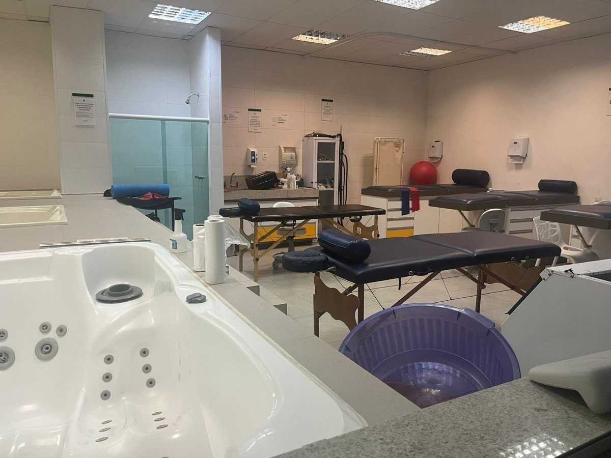 Espaço para a recuperação e fisioterapia no CT da Ginástica, no Rio de Janeiro