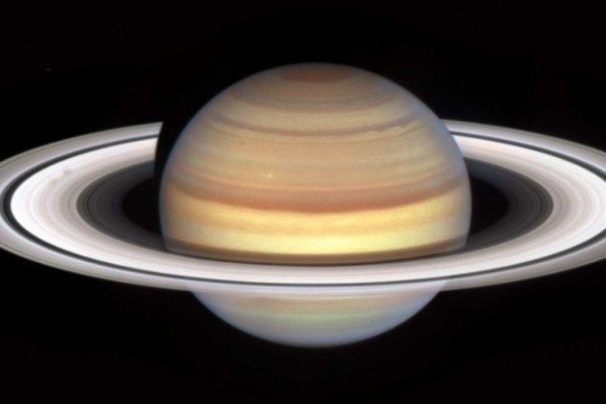 Imagem de Saturno tirada pela telescópio Hubble -  (crédito: NASA, ESA e Amy Simon (NASA-GSFC); Processamento de imagem: Alyssa Pagan (STScI))