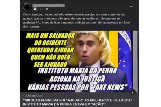 Red pill critica discurso de Nikolas. Para ele, o parlamentar deveria sugerir novas leis para defender os homens