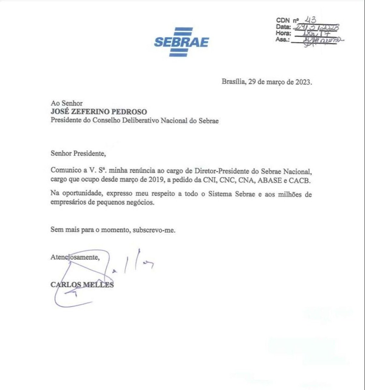 Renúncia Carlos Melles