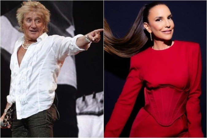 (crédito: Reprodução/ Instagram/ sirrodstewart (Foto da esquerda - Rod Stewart); Instagram/ ivetesangalo (Foto da direita- Ivete Sangalo) ) (crédito: Reprodução/ Instagram/ sirrodstewart (Foto da esquerda - Rod Stewart); Instagram/ ivetesangalo (Foto da direita- Ivete Sangalo) )