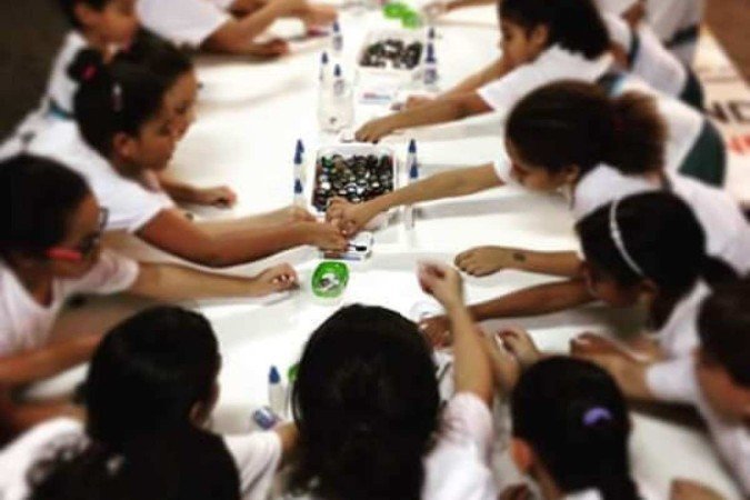 Alunos em oficina de Borret