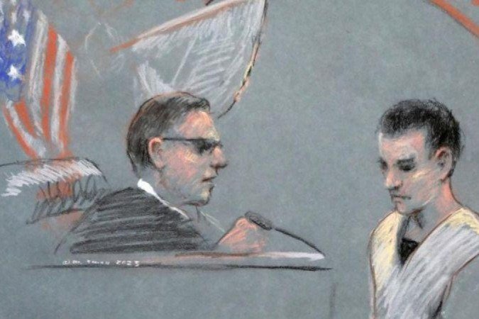 Desenho de Teixeira em tribunal esta sexta-feira -  (crédito: Reuters)