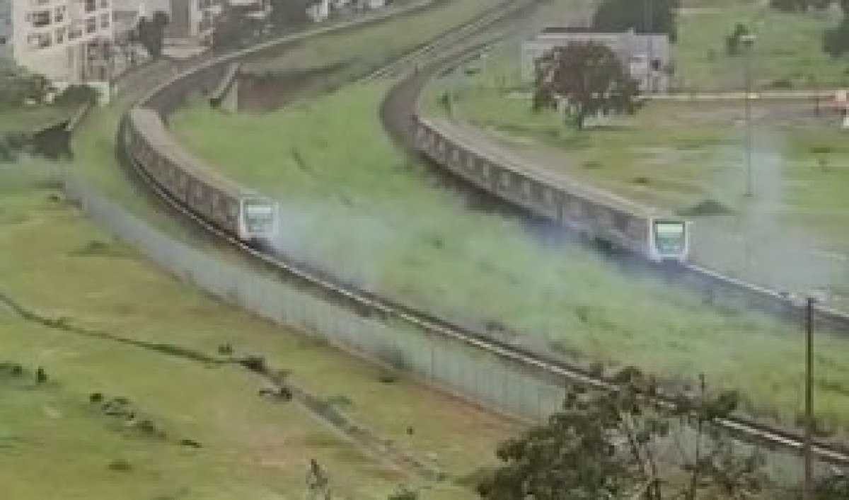 Chuva derruba fios na linha do metrô de Águas Claras e interrompe circulação