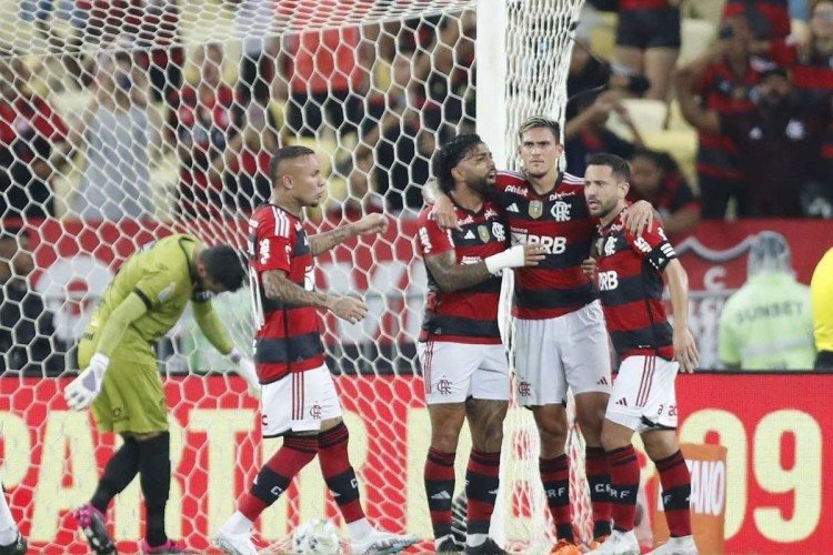  26/04/2023 Cr&eacute;dito: ALESSANDRA DOS SANTOS/ESTAD&Atilde;O CONTE&Uacute;DO. Flamengo vence Maring&aacute; pela Copa do Brasil.
