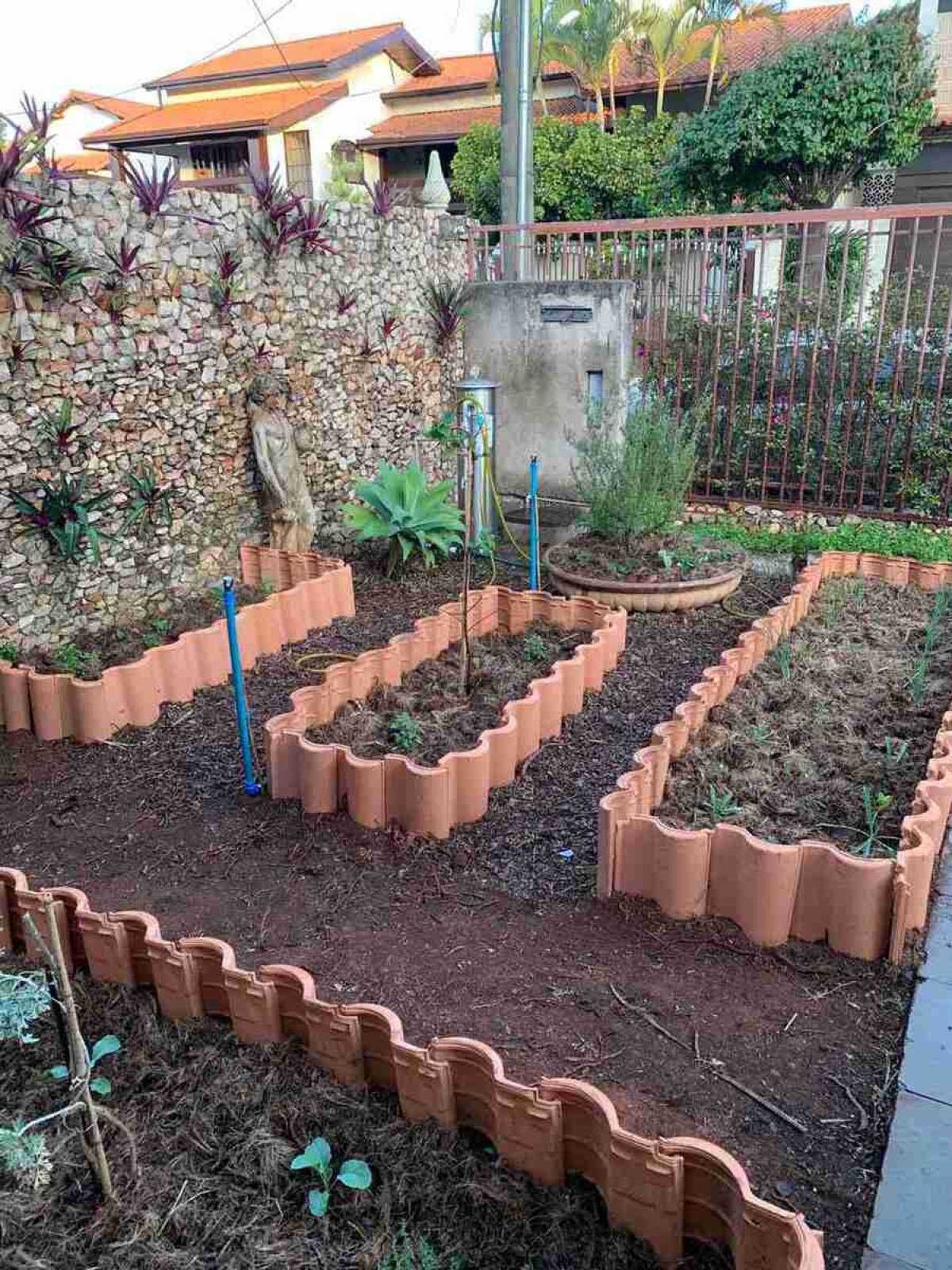 Horta criada pela Flora Orgânica em uma residência: serviço personalizado