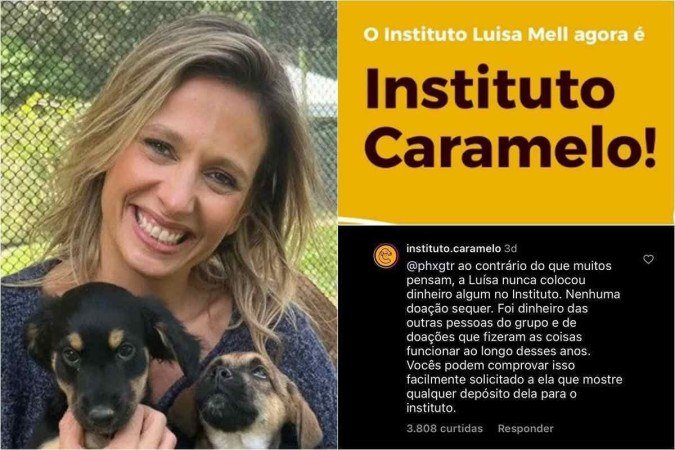 (crédito: Reprodução/ Instagram @luisamell; Reprodução/ Instagram @instituto.caramelo) (crédito: Reprodução/ Instagram @luisamell; Reprodução/ Instagram @instituto.caramelo)