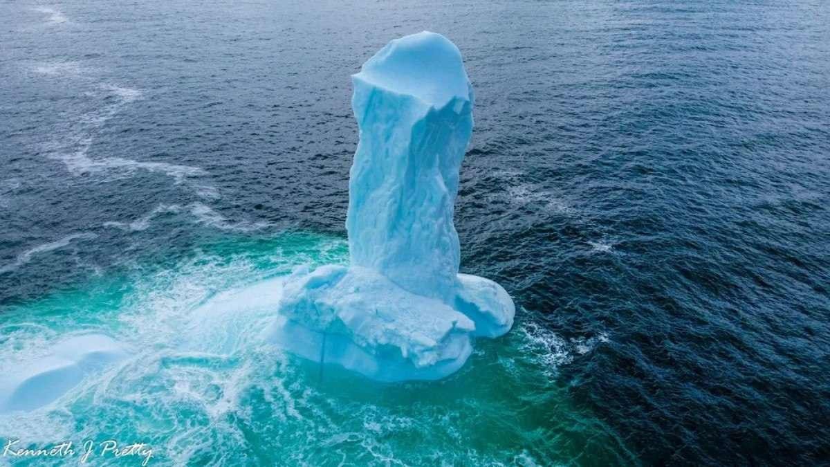 Iceberg com formato fálico chama atenção de fotógrafo da cidade de Dildo