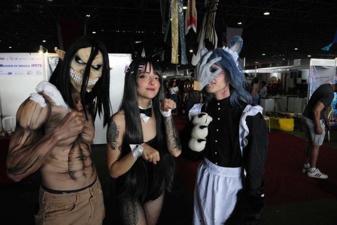  06/05/2023. Crédito: Minervino Júnior/CB/D.A Press. Brasil.  Brasilia - DF. Festival do Japão no Pavilhao de exposições do Parque da Cidade. Breno Andrade, Andressa Campos e Dim Artórias.