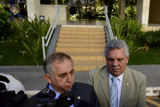  30/05/2023 Crédito: Marcelo Ferreira/CB/D.A Press. Brasil. Brasilia - DF -  Governador Ibanes Rocha, Senador Izalci Lucas e o Deputado Federal Alberto Fraga se reunem com o senador Omar Aziz relator do arcabouço fiscal.