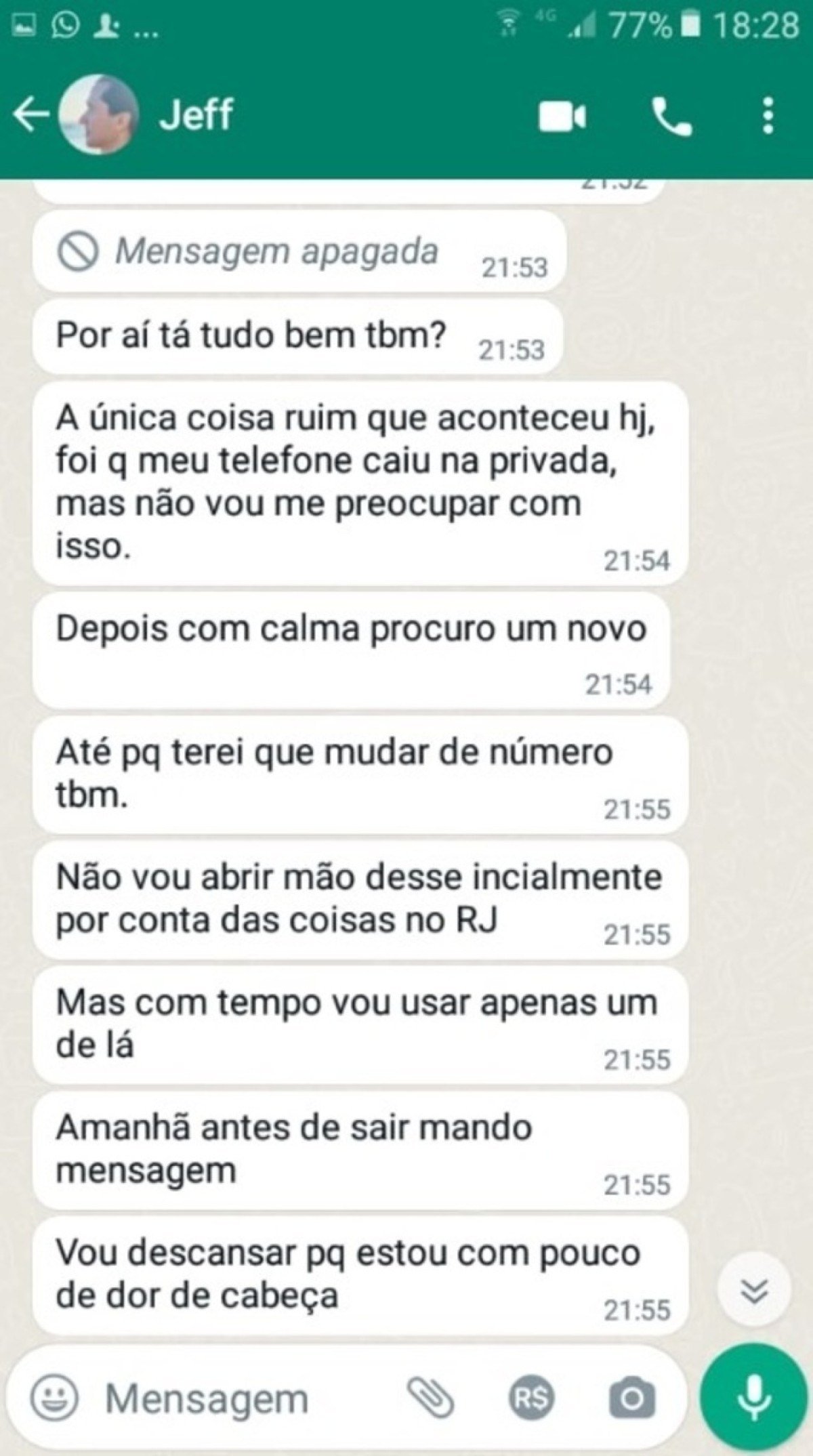 Mensagens recebidas pela mãe em 24 de janeiro