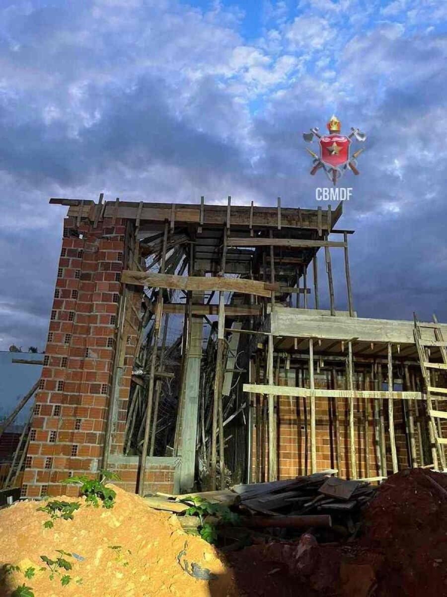 Laje em construção cede em Vicente Pires e deixa pedreiro ferido  