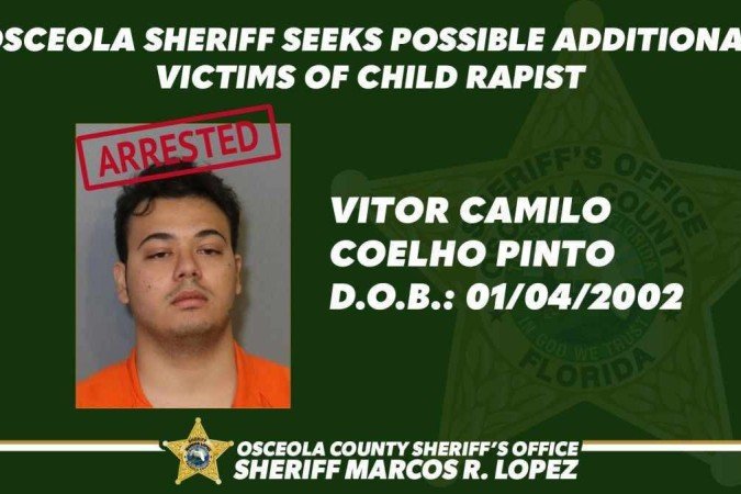 Imagem divulgada pela polícia norte-americana -  (crédito: Reprodução/ Facebook/ Osceola County Sheriff's Office)