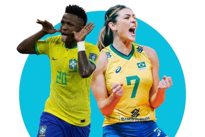 Arte/Danilo Queiroz/CB. DA Press - (crédito: Lucas Figueiredo/CBF e Divulgação/Volleyball World) Arte/Danilo Queiroz/CB. DA Press - (crédito: Lucas Figueiredo/CBF e Divulgação/Volleyball World)