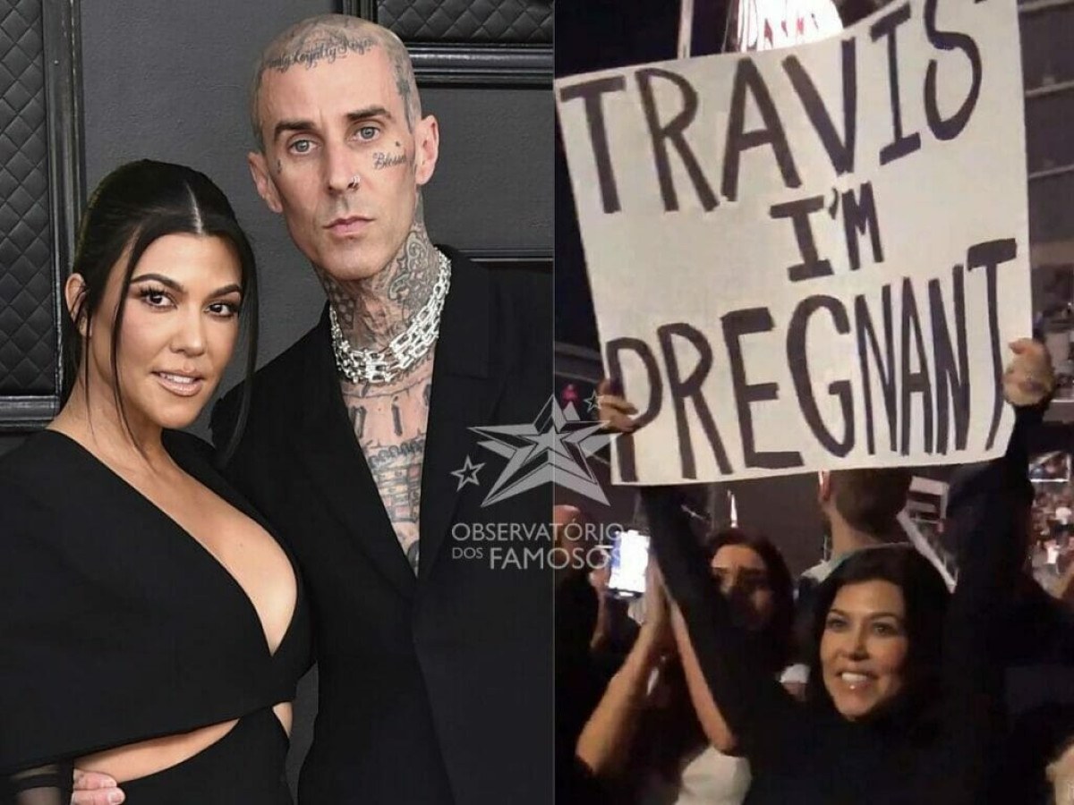 Travis Barker descobre gravidez de Kourtney Kardashian durante show