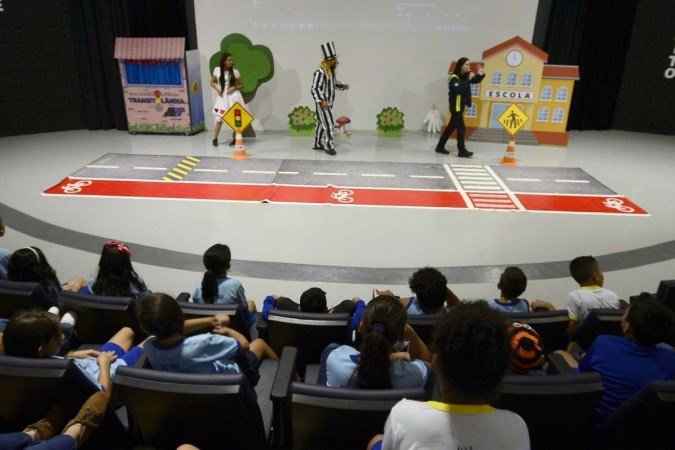  21/06/2023 Crédito: Marcelo Ferreira/CB/D.A Press. Brasil. Brasilia - DF - Escola Vivencial de Trânsito Transitolândia, recebe alunos da Escola Classe 502 de Samambaia.