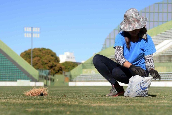 A reconstrução do gramado recebeu a maior parte do investimento de R$ 3,5 milhões na revitalização do Bezerrão -  (crédito:  Ed Alves/CB/DA.Press)