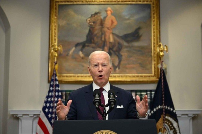 US President Joe Biden speaks about the US Supreme Court?s decision on affirmative action, in the Roosevelt Room of the White House in Washington, DC, on June 29, 2023. Biden on Thursday said he 