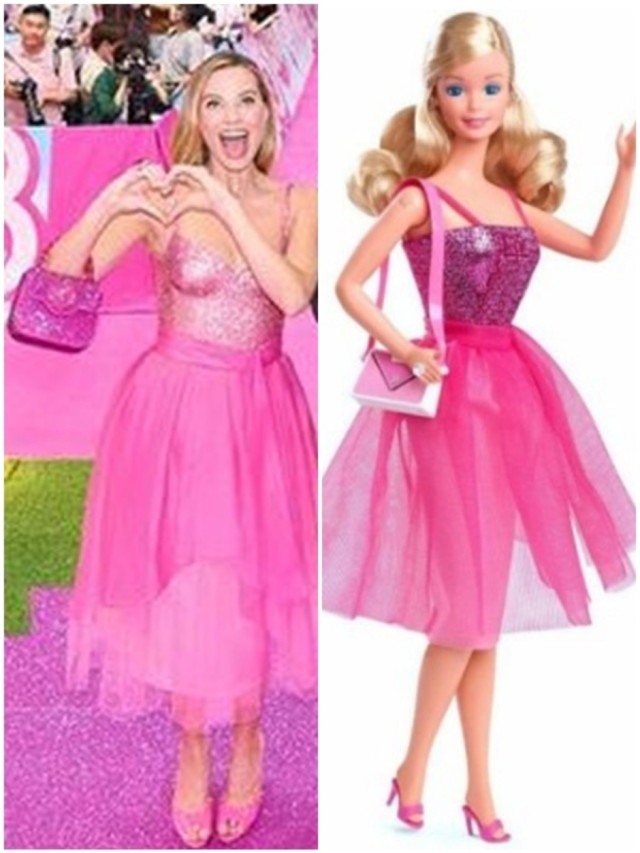 Margot Robbie usa looks inspirados em roupas da Barbie em turnê