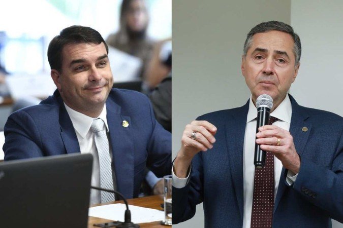 Flávio Bolsonaro (PL) e o ministro Supremo Tribunal Federal (STF), Luís Roberto Barroso - (crédito: Reprodução/Antonio Augusto/secom/TSE/Edilson Rodrigues/Agência Senado) Flávio Bolsonaro (PL) e o ministro Supremo Tribunal Federal (STF), Luís Roberto Barroso - (crédito: Reprodução/Antonio Augusto/secom/TSE/Edilson Rodrigues/Agência Senado)