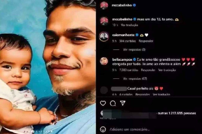 MC Cabelinho comenta post de Bella Campos