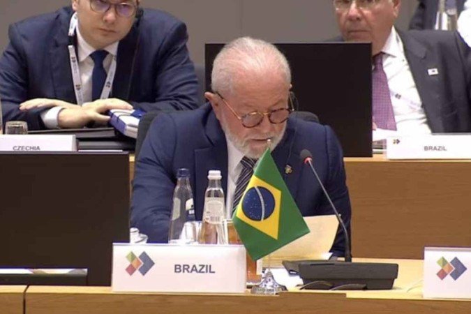 Lula na CÚPULA UE-CELAC - (crédito: TV Brasil/ reprodução) Lula na CÚPULA UE-CELAC - (crédito: TV Brasil/ reprodução)