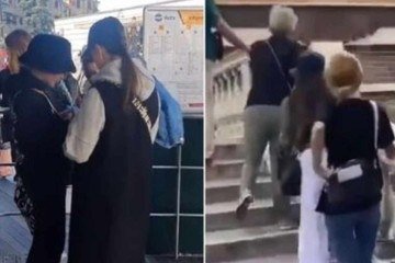 Monica Poli registra possíveis furtos, sempre usando as frases "Attenzione, pickpocket!". Os vídeos são publicados no perfil do 'Cittadini Non Distratti' (Cidadãos Não Distraídos, em português) em que ela faz parte -  (crédito: Reprodução/Tiktok)