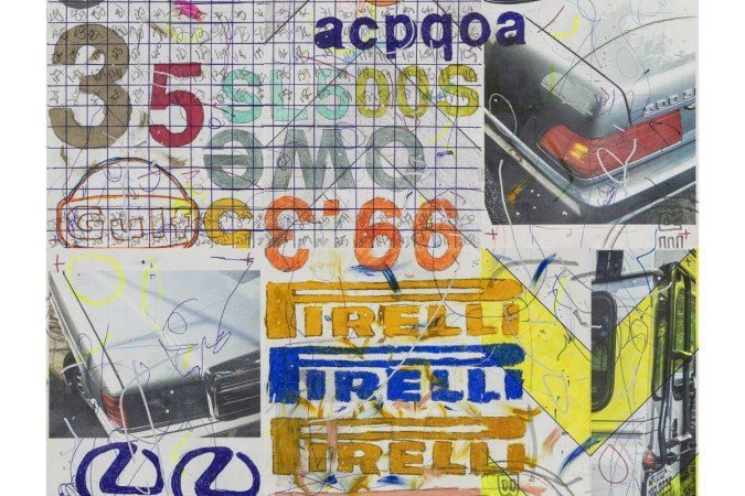 Obra de Guilherme Callegari em cartaz na exposição - (crédito: Filipe Berndt) Obra de Guilherme Callegari em cartaz na exposição - (crédito: Filipe Berndt)