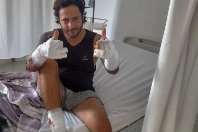 Cristian após o acidente -  (crédito: Redes sociais/ reprodução)