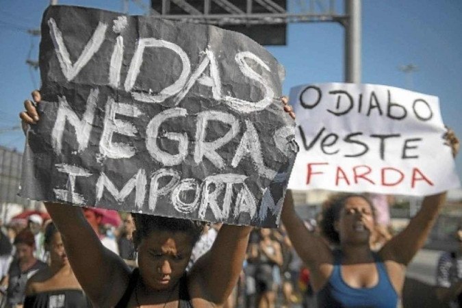 Protesto contra violência policial. Vidas Negras Importam - (crédito: Mauro Pimentel/AFP)